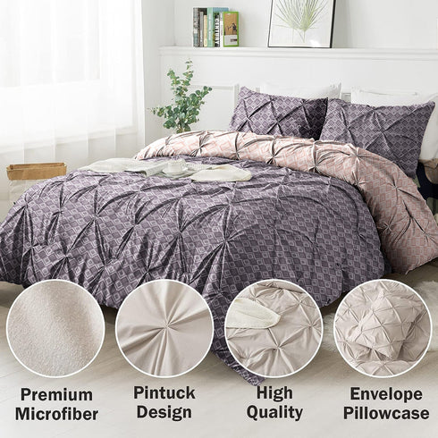 The White Moss Hannah Reversible Print Pinch Pleat Winter Comforter With Pillow Covers